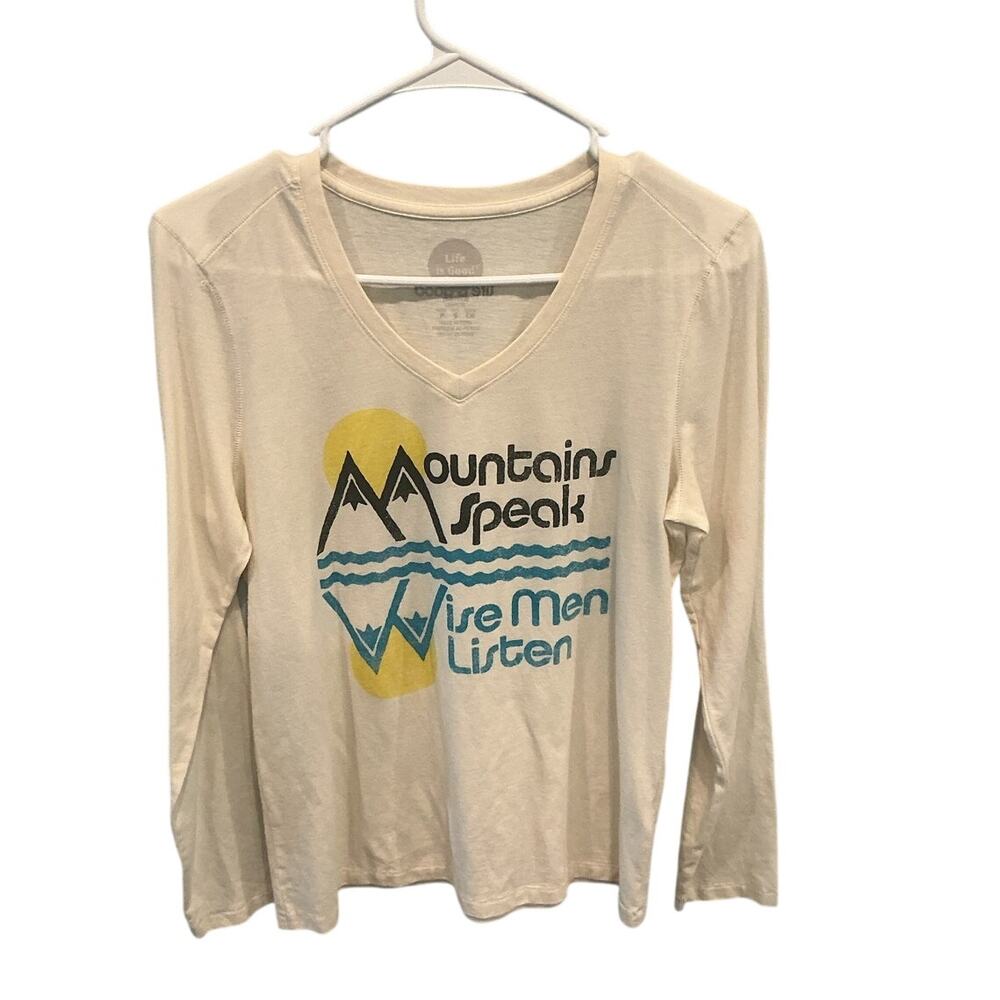 Life Is Good Womens Long Sleeve T-shirt Mountains Hiking Gorpcore Outdoor Size S